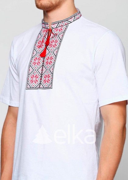 Мужская вышитая футболка Народная белая