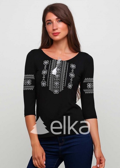 Women's embroidered shirt black 