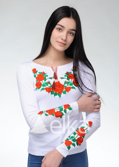 White vyshyvanka women Rose