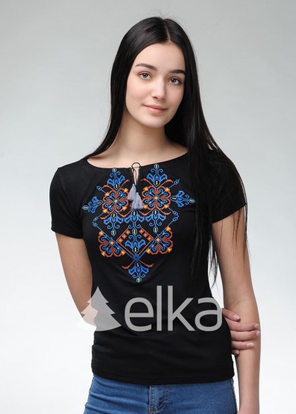 Embroidered T-shirt Elegy black