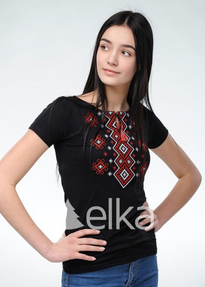 Вышитая футболка Линии