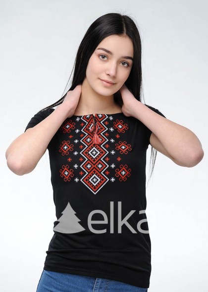 Вышитая футболка Линии