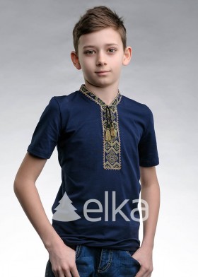 Детская вышитая футболка синяя