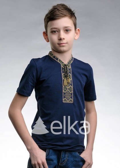 Embroidered T-shirt blue for kid