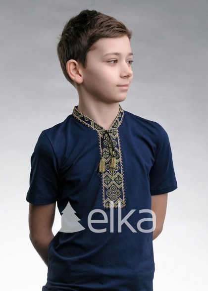 Embroidered T-shirt blue for kid