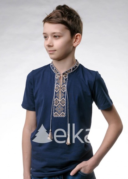 Embroidered T-shirt for a boy blue