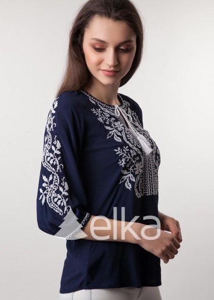 Вышиванка женская Волна синяя