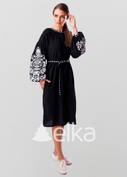 Платье вышиванка Дерево жизни чёрное