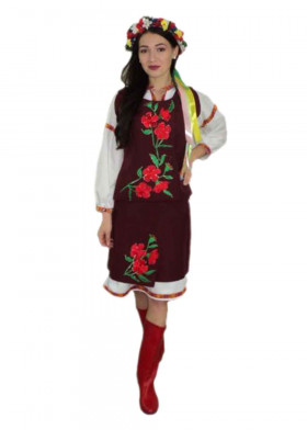 Украинский народный костюм бордовый 