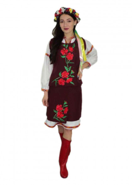Український народний костюм бордовий