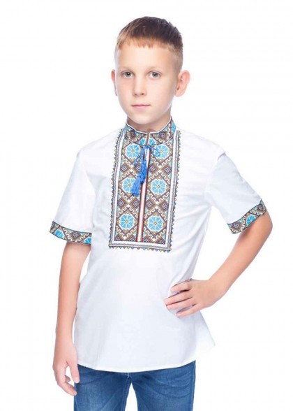 Embroidered shirt for a boy Cornflowers