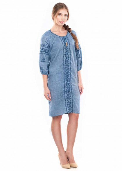 Платье вышиванка Сокальское синее
