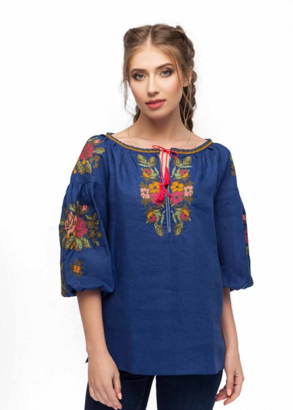Embroidered shirt female Sorceress blue