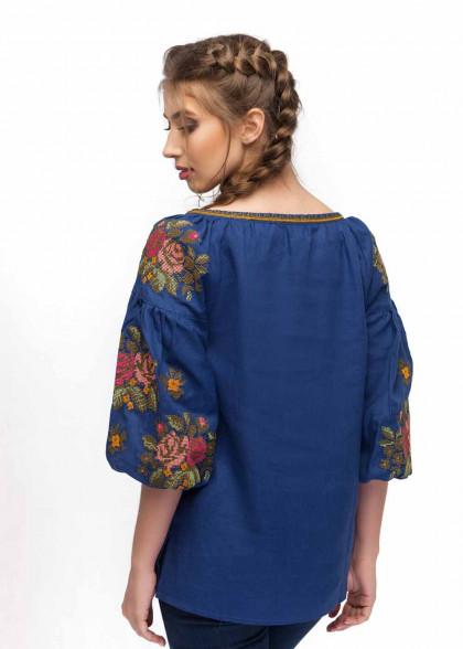 Embroidered shirt female Sorceress blue
