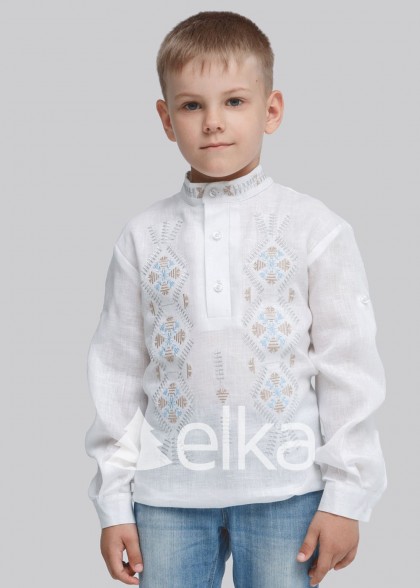 Дитяча вишиванка для хлопчика Трійця біла