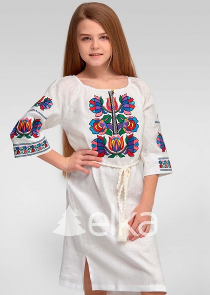 Embroidered white dress for a girl