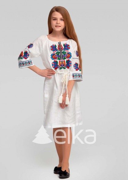 Embroidered white dress for a girl