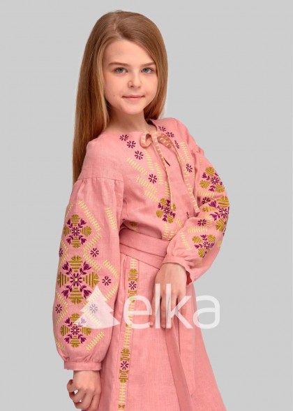 Embroidered pink dress for girls 