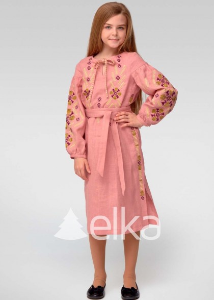 Embroidered pink dress for girls 