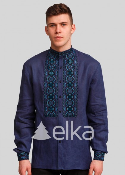 Чоловіча вишита сорочка темно-синя