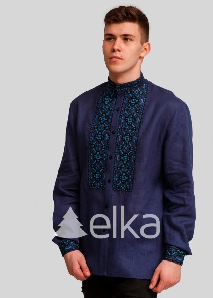 Чоловіча вишита сорочка темно-синя