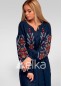 Платье вышиванка темно-синее, 220151, размеры S, M, L, XL, 2XL
