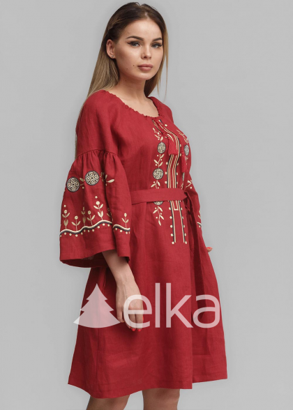 Платье вышиванка Бургундия