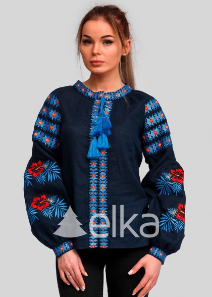 Embroidery shirt dark blue