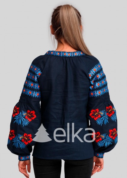 Embroidery shirt dark blue