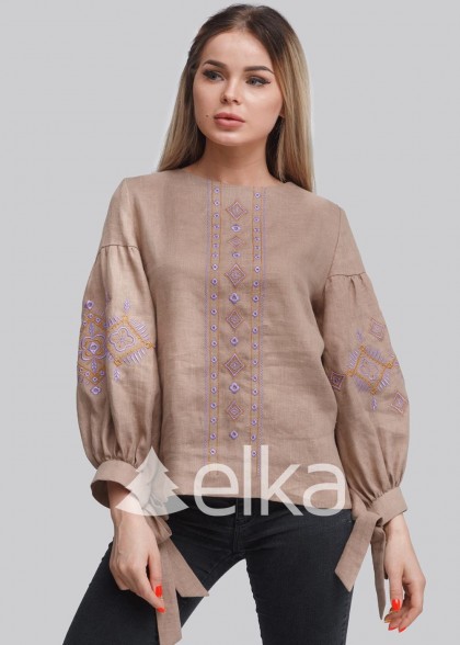 Embroidered shirt for women Tradition brown