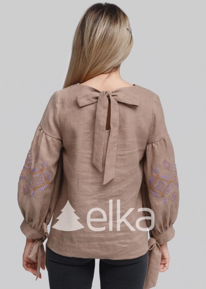 Embroidered shirt for women Tradition brown