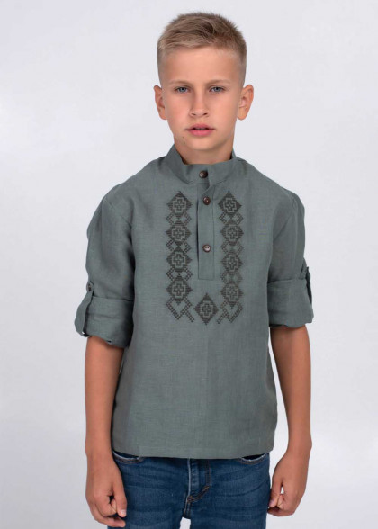 Дитяча вишиванка хакі для хлопчика