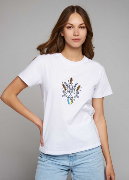 Женская вышитая футболка Герб