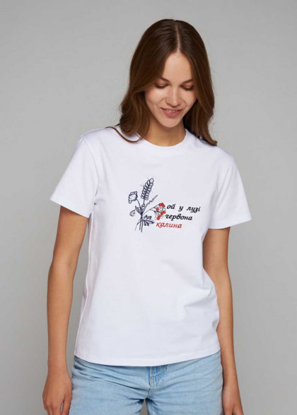 Вышитая футболка украинская белая