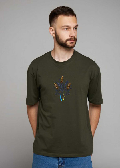 Мужская вышитая футболка Герб Украины