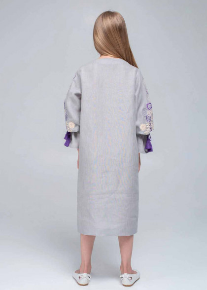 Gray embroidered dress for kids