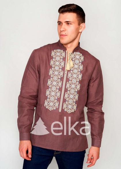 Мужская вышиванка коричневая