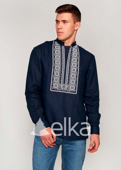 Мужская вышиванка Оберег синяя