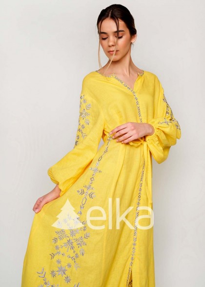 Платье вышиванка желтое