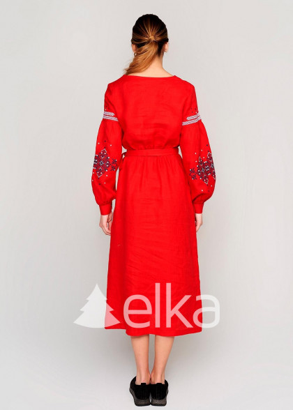 Embroidery dress red