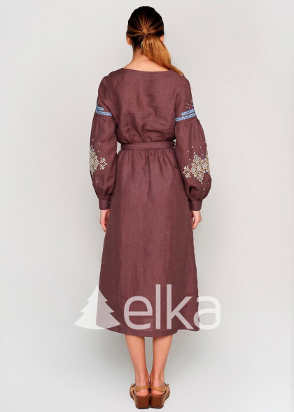 Embroidery dress brown