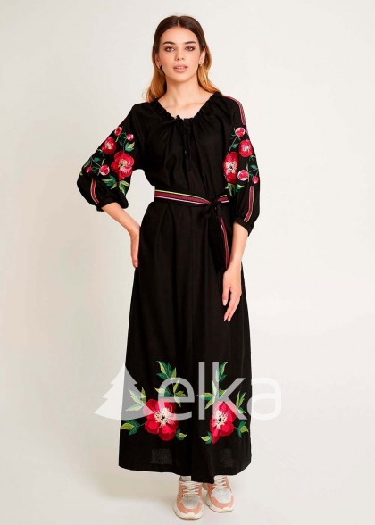 Платье вышиванка Пион