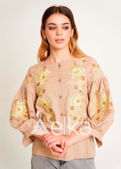 Embroidered shirt female beige