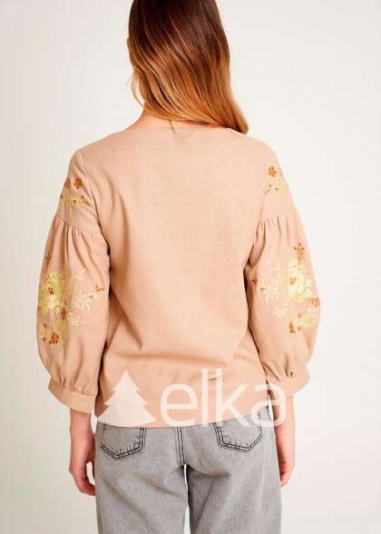 Embroidered shirt female beige