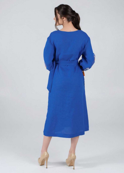 Women's embroidered navy blue dress