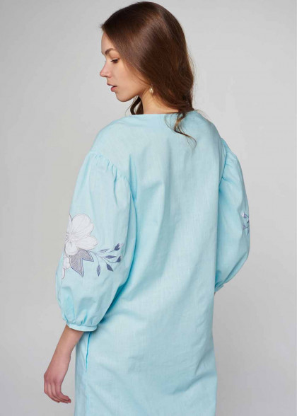 Women's embroidered blue dress