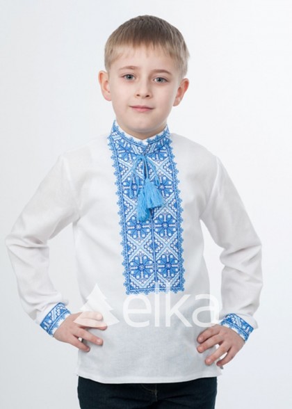 Дитяча вишиванка синій орнамент