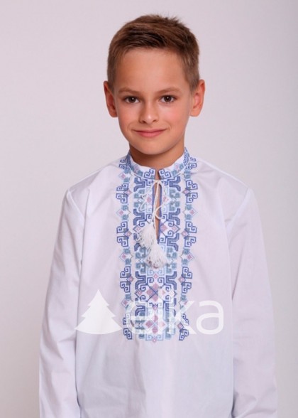 Дитяча вишиванка орнамент блакитний