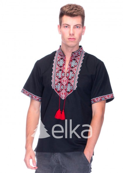 Black embroidered shirt for men