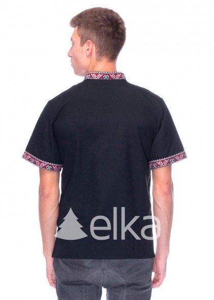 Black embroidered shirt for men